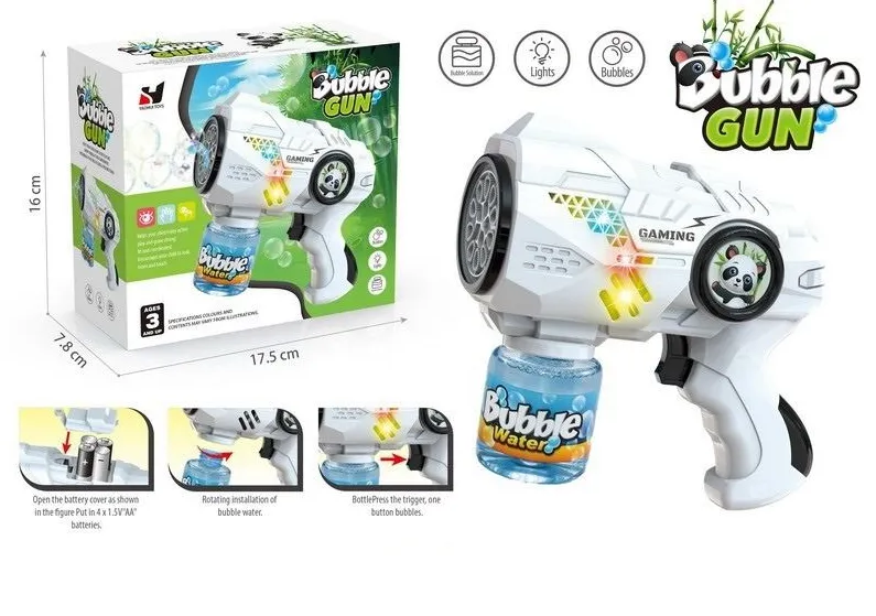 Panda Battery Powered Bubble Gun With Lights