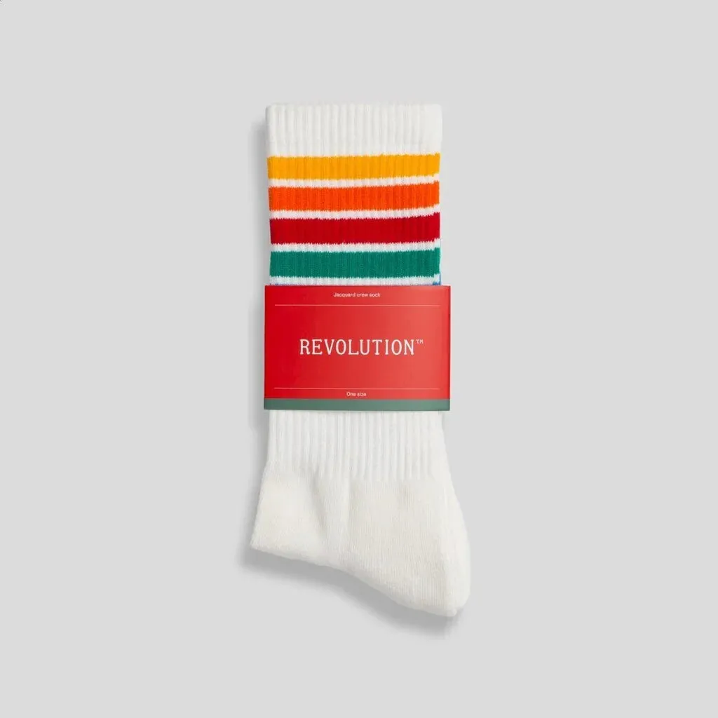 REVOLUTION | 8903 Jaquard Crew Socks | White