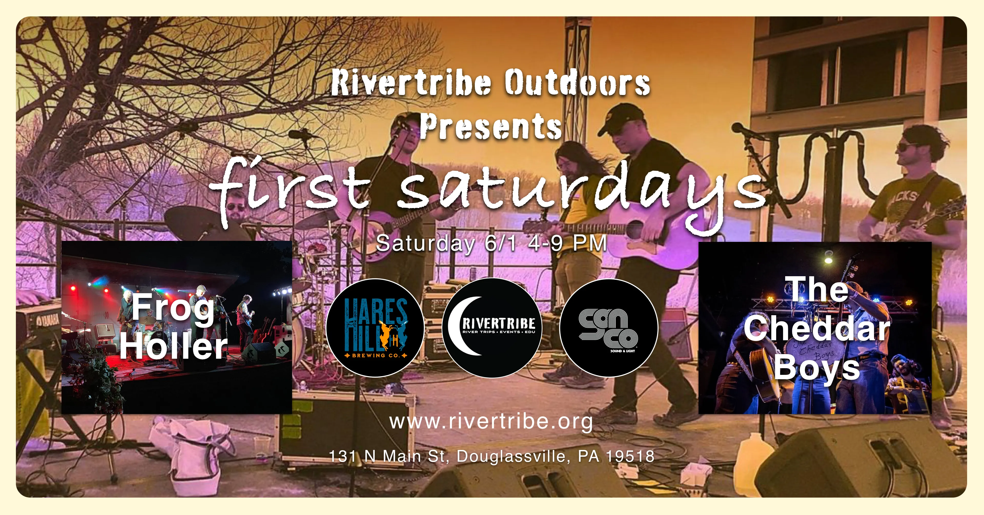 Rivertribe Outdoors Presents First Saturdays (6/1) with Frog Holler & The Cheddar Boys