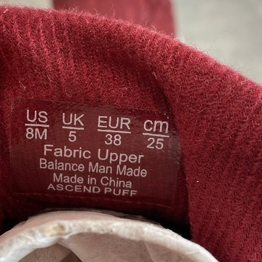 RYKA Women's Burgundy Fabric Ascend Puff Round-Toe Slip-On Wedge Sneaker SZ 8