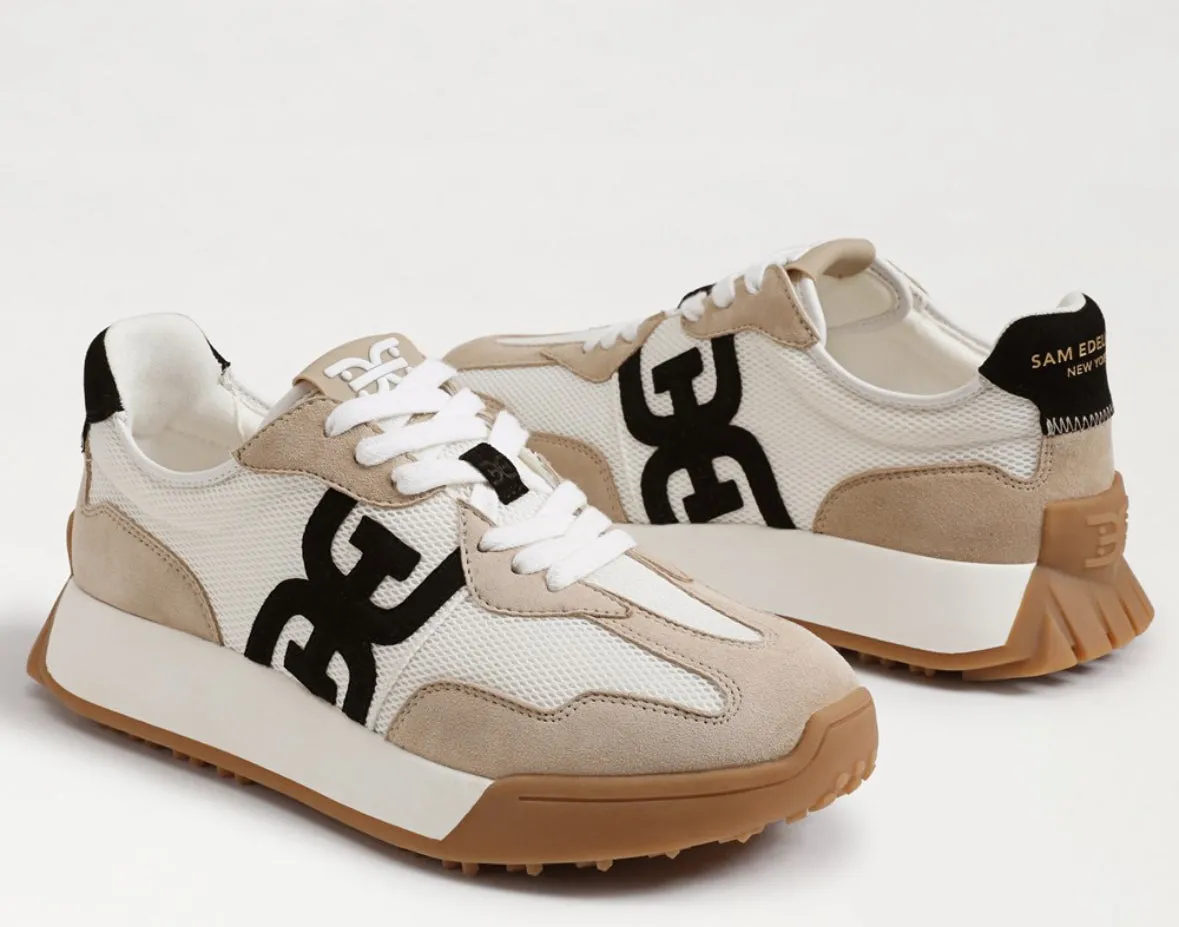 Sam Edelman: Langley Lace Up Sneaker in White/Tan/Black