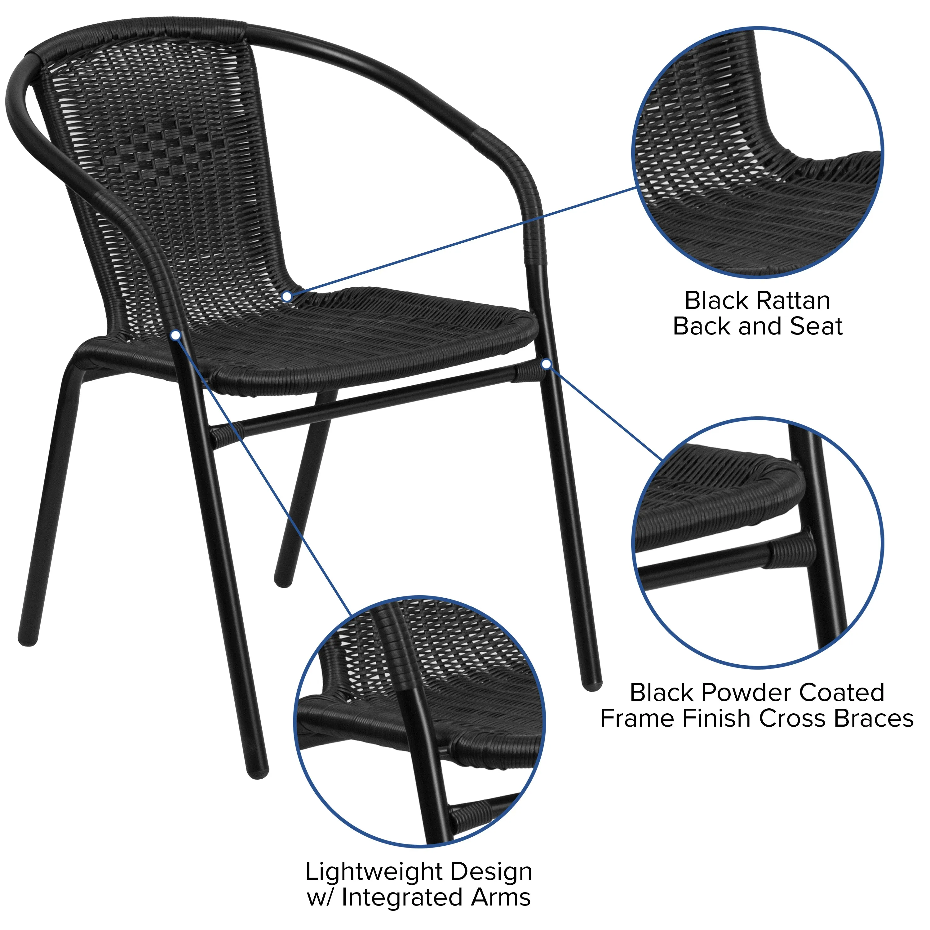 Set of 2 Contemporary Patio Chairs for Indoor and Outdoor Use