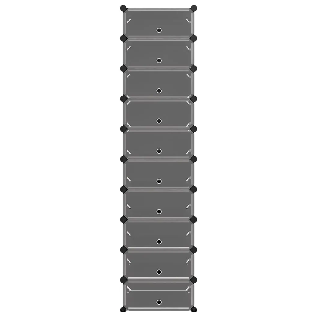 Shoe Rack Black 44x32x174 cm PP