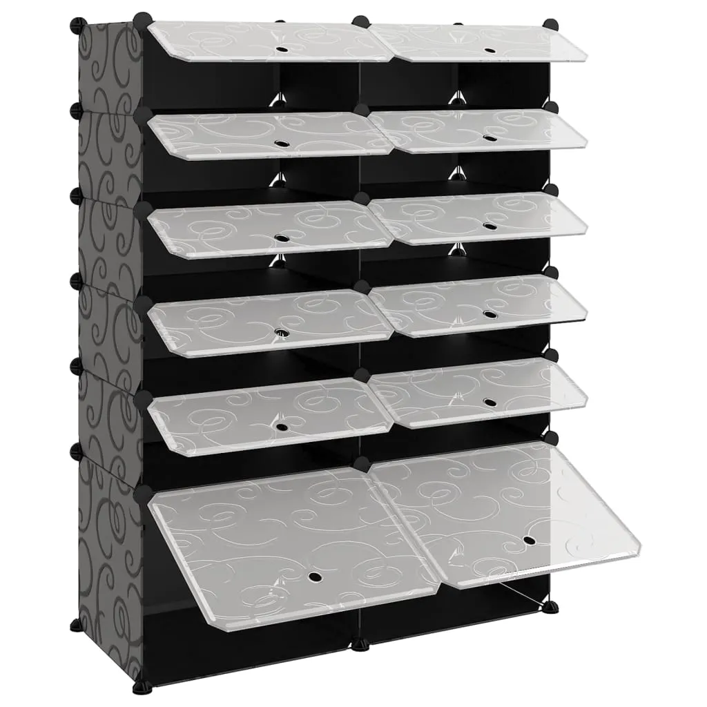 Shoe Rack Black 94x37x125 cm PP