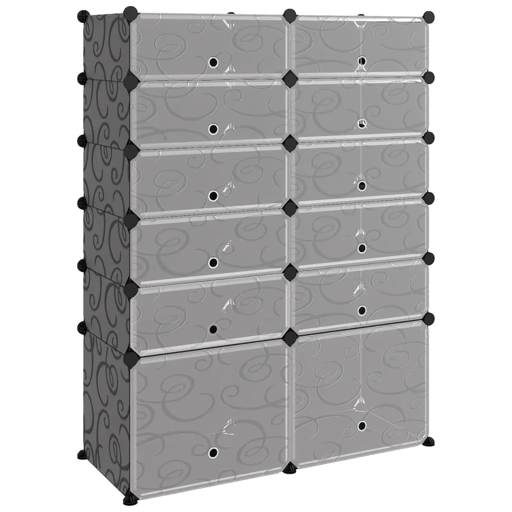 Shoe Rack Black 94x37x125 cm PP