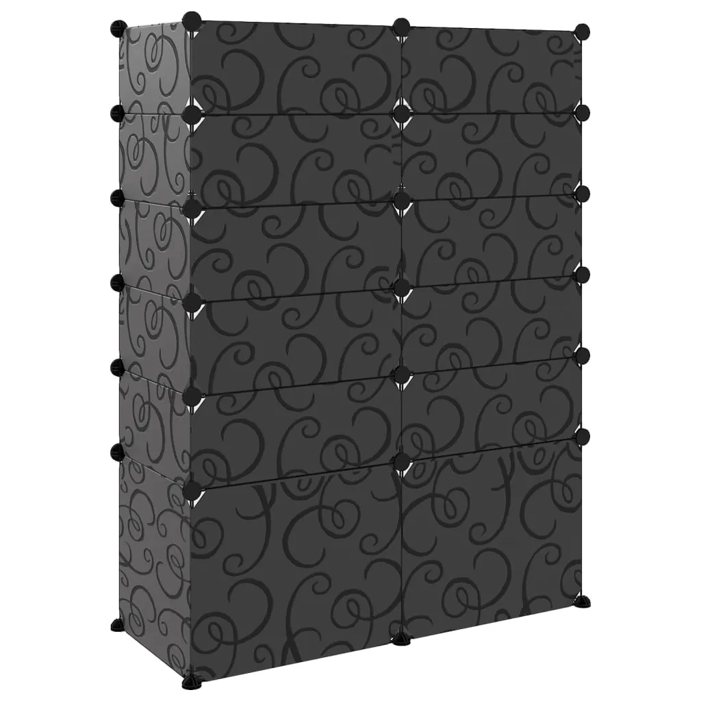 Shoe Rack Black 94x37x125 cm PP