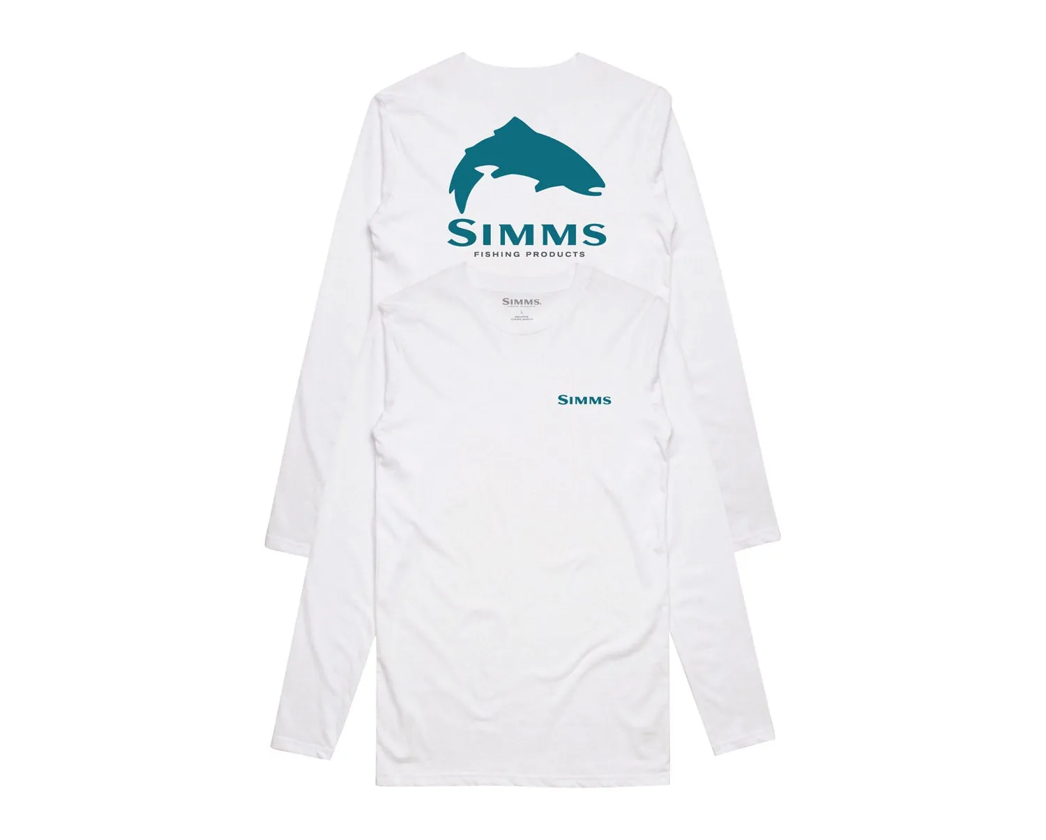 Simms Men's Solar Tech LS Tee/ Trout Logo White