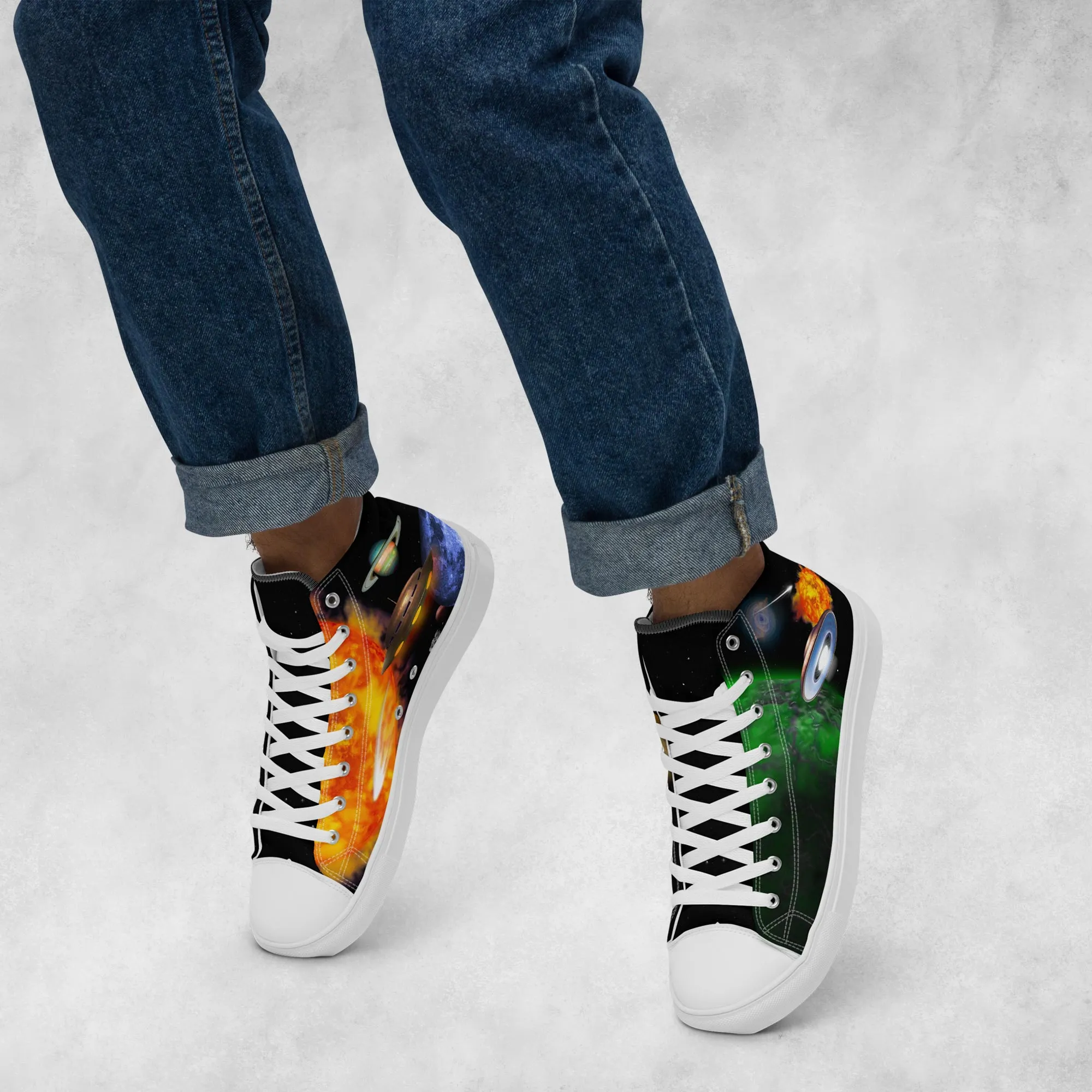 Space Fantasy - Men's High Top Canvas Shoes