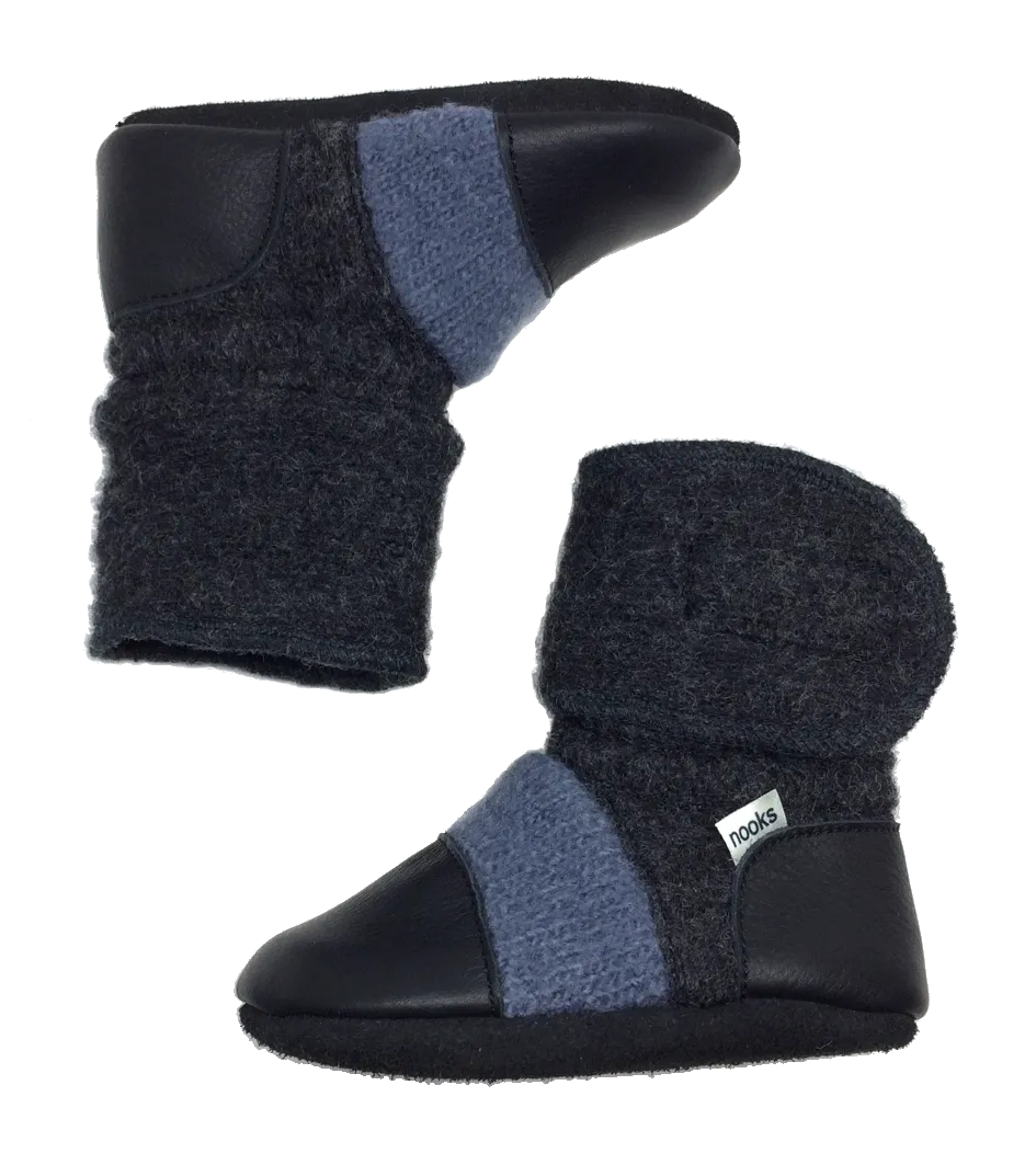 Steel Blue Felted Wool Booties