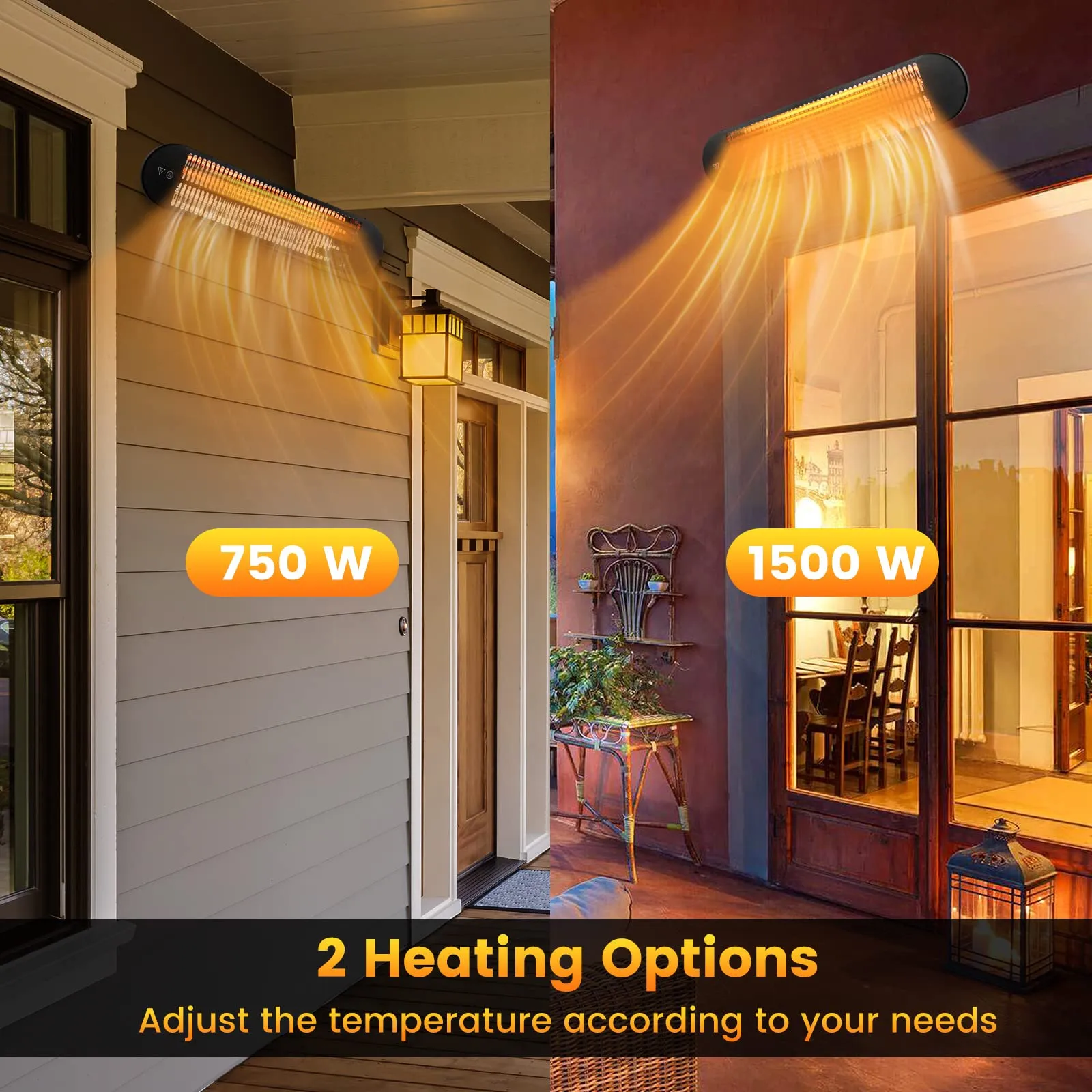 Tangkula 1500W Electric Patio Heater, Wall Mounted Fast Heating Infrared Heater with Remote Control