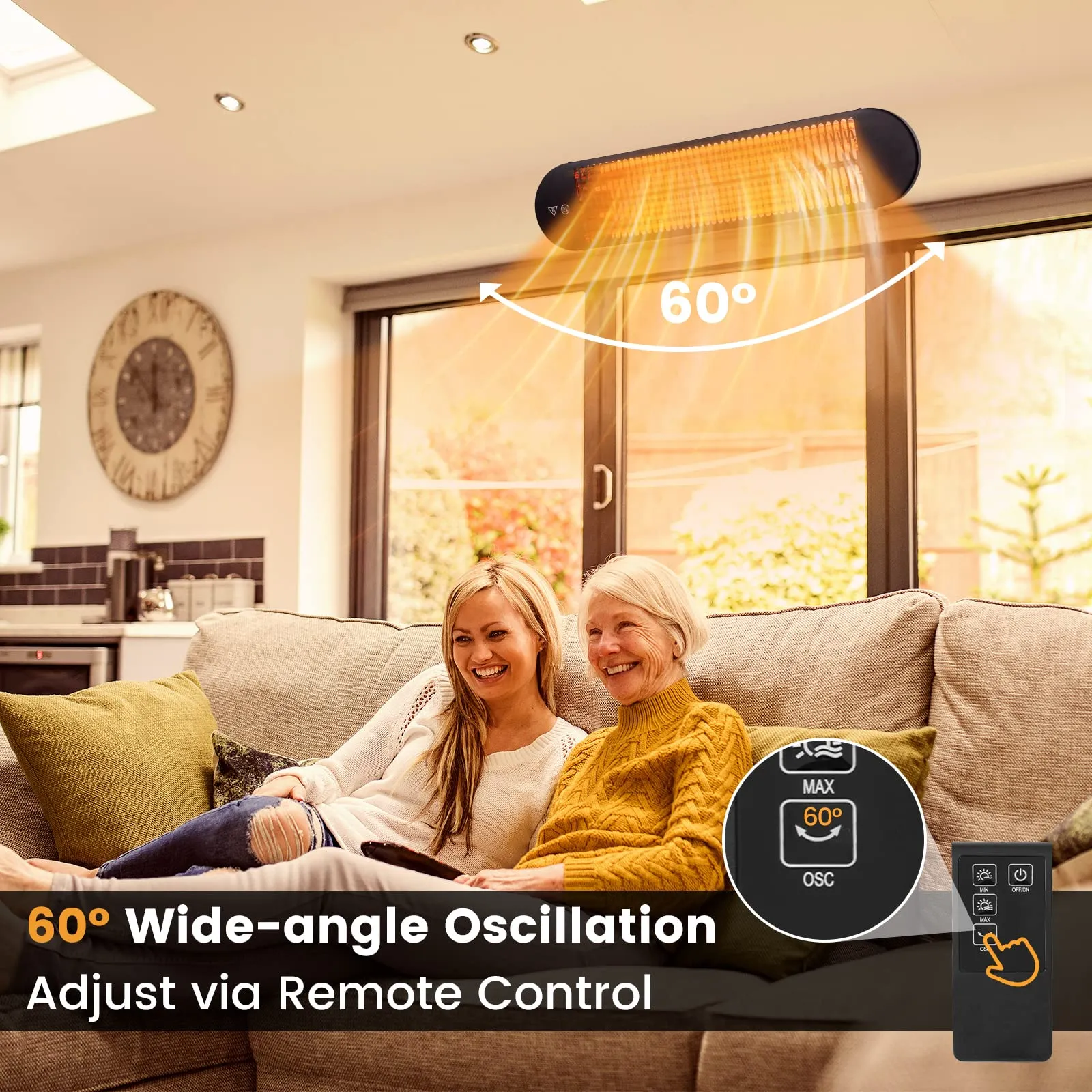 Tangkula 1500W Electric Patio Heater, Wall Mounted Fast Heating Infrared Heater with Remote Control