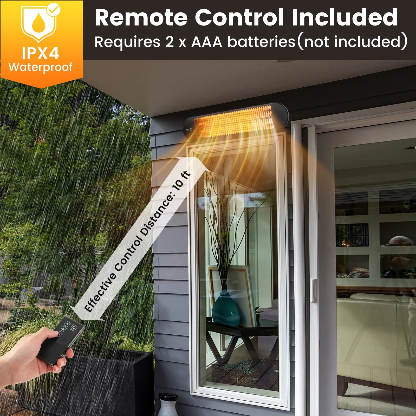 Tangkula 1500W Electric Patio Heater, Wall Mounted Fast Heating Infrared Heater with Remote Control