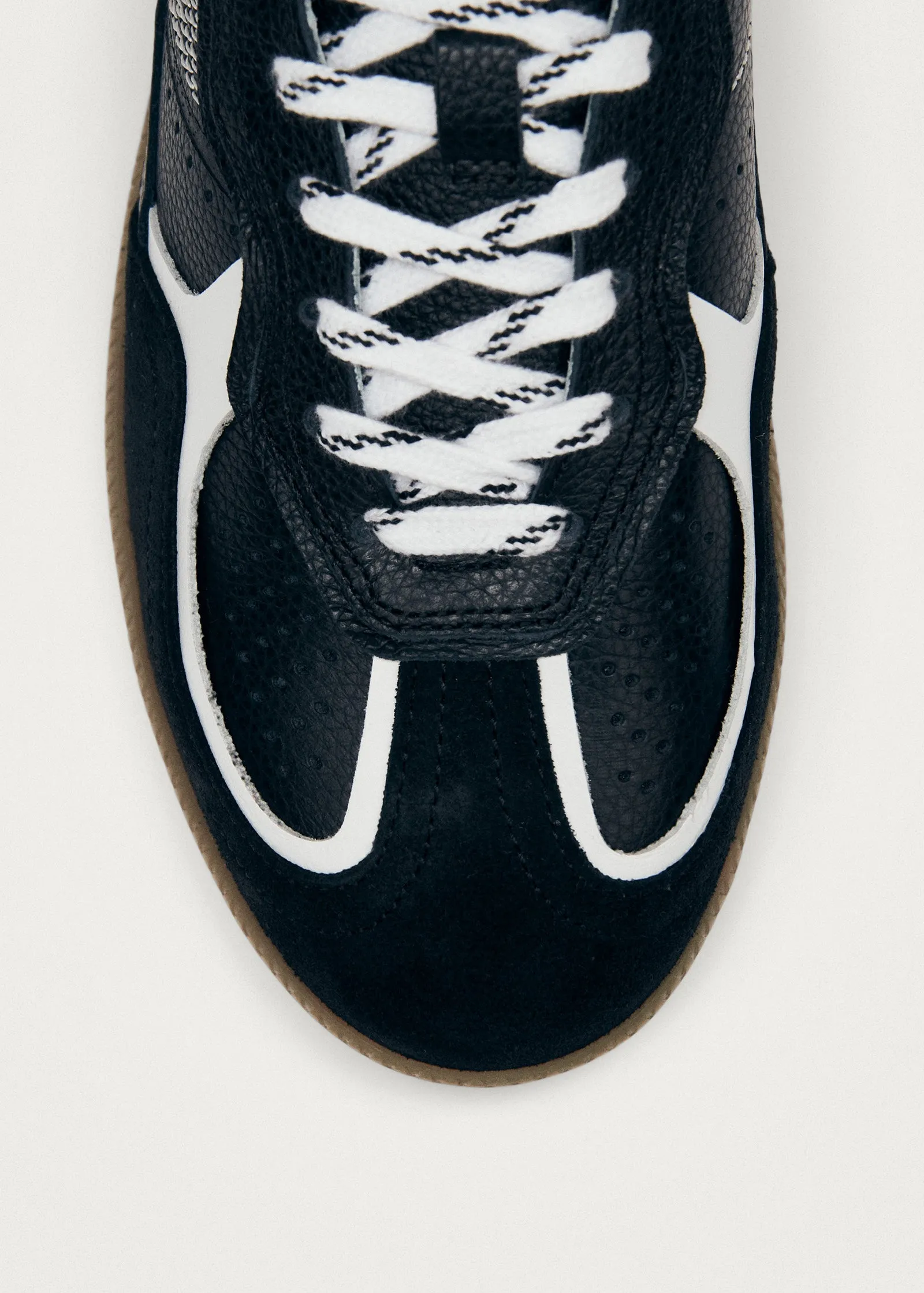 Tb.490 Rife Grain Black & White Leather Sneakers