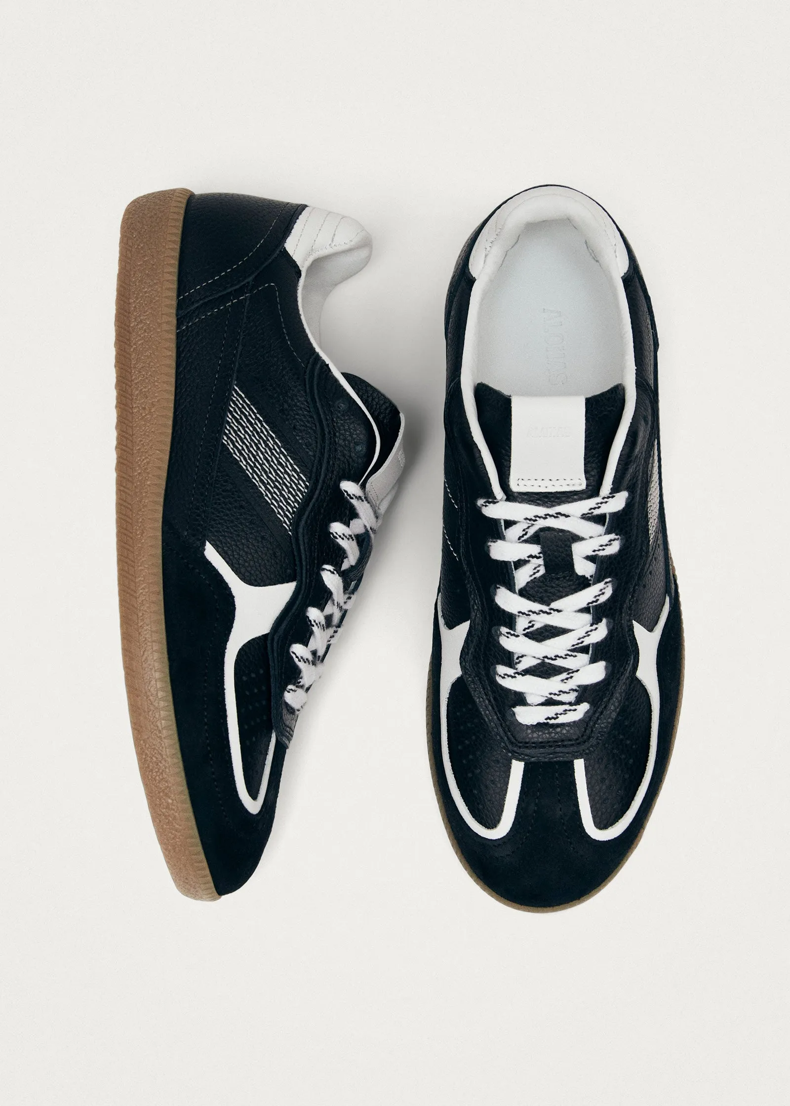 Tb.490 Rife Grain Black & White Leather Sneakers