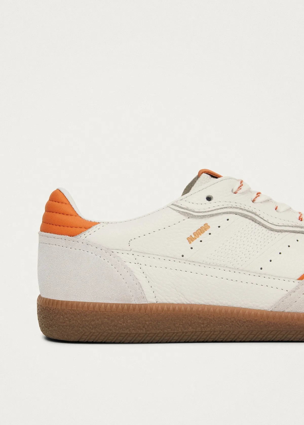 Tb.490 Rife Grain White Orange Leather Sneakers