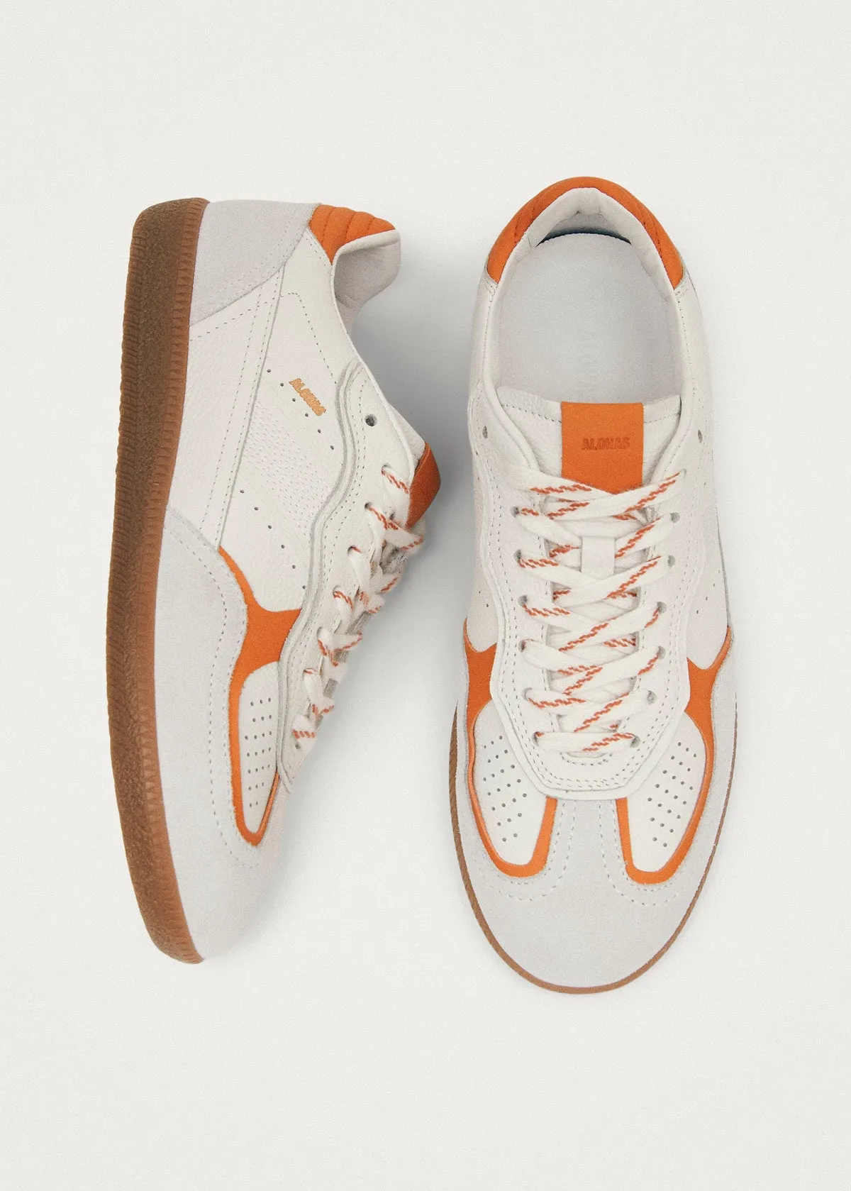 Tb.490 Rife Grain White Orange Leather Sneakers