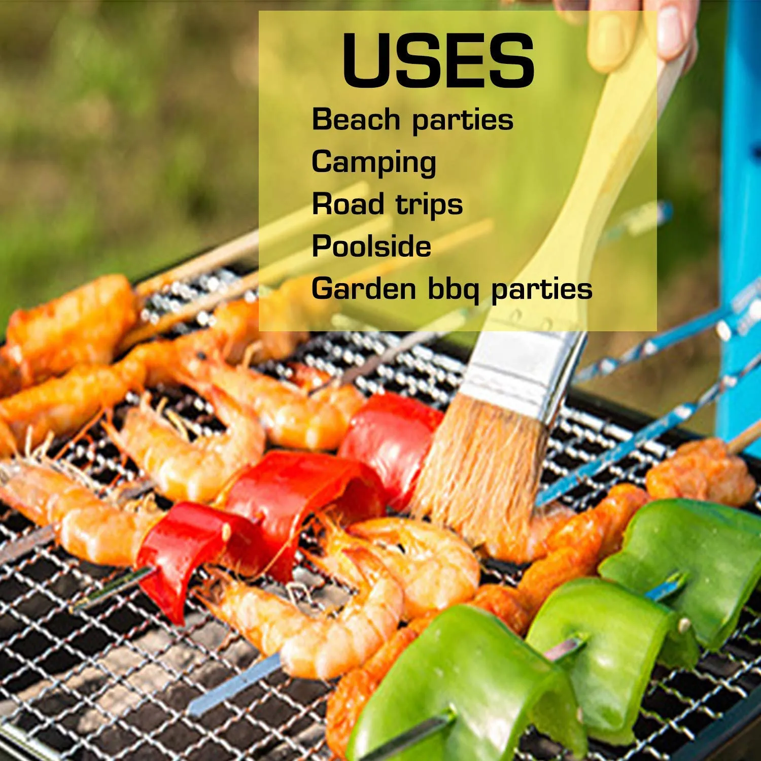 Tesler Portable Combined Charcoal Barbeque Grill, (BBQ) with Skewers