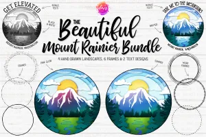The Beautiful Mount Rainier Bundle - Includes 12 files! - Sublimation/Printable Design
