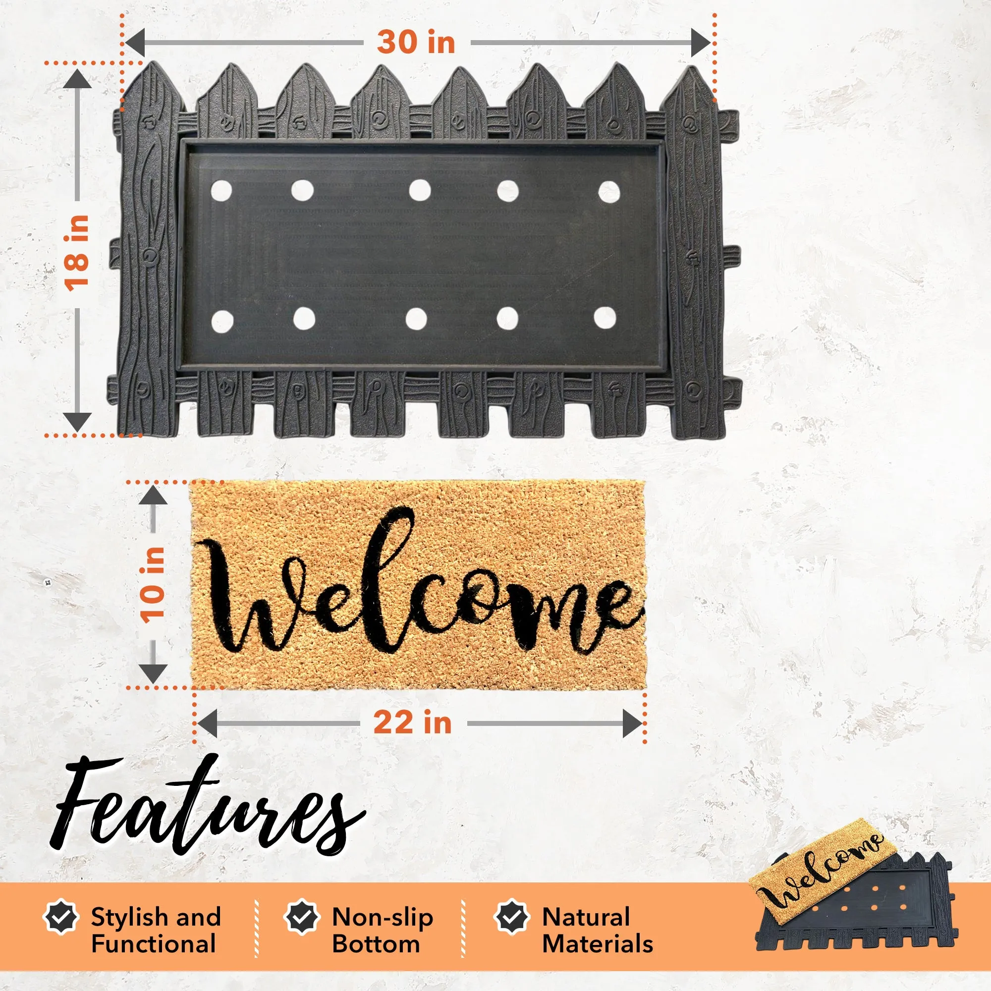 Welcome Picket Fence Mat 5 Piece Sale Bundle