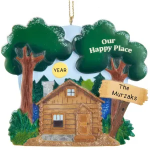 Wilderness Lake Cabin Personalized Ornament