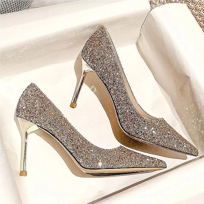 Winter Silver Crystal High Heel Bridesmaid Shoes Heel Height 5CM