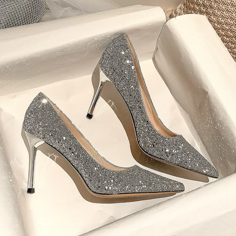 Winter Silver Crystal High Heel Bridesmaid Shoes Heel Height 5CM