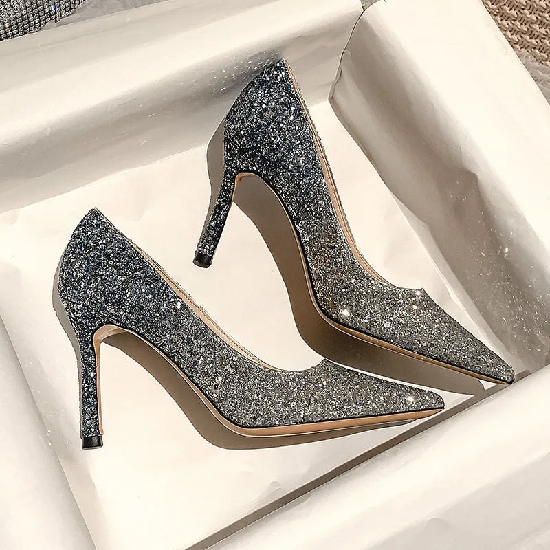 Winter Silver Crystal High Heel Bridesmaid Shoes Heel Height 5CM