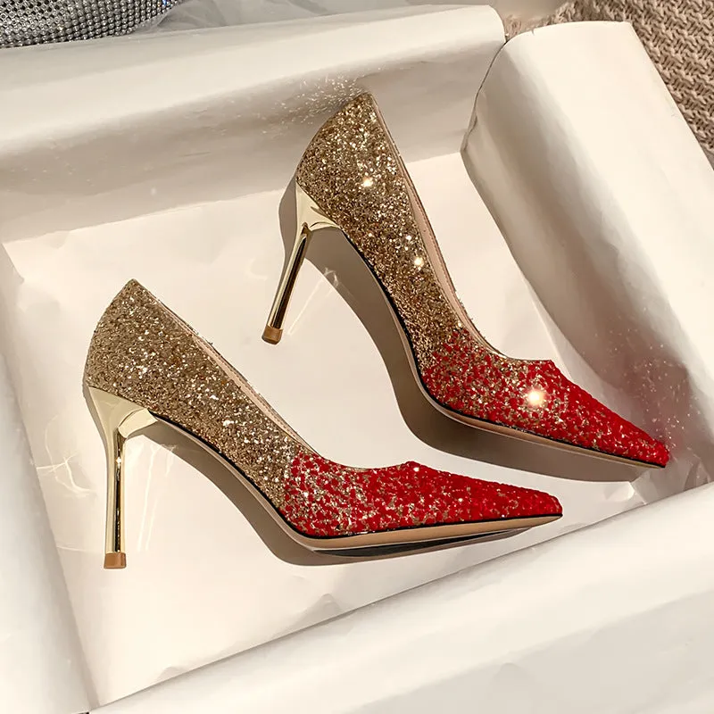 Winter Silver Crystal High Heel Bridesmaid Shoes Heel Height 5CM