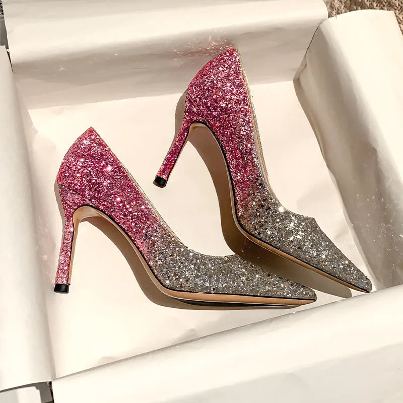 Winter Silver Crystal High Heel Bridesmaid Shoes Heel Height 5CM