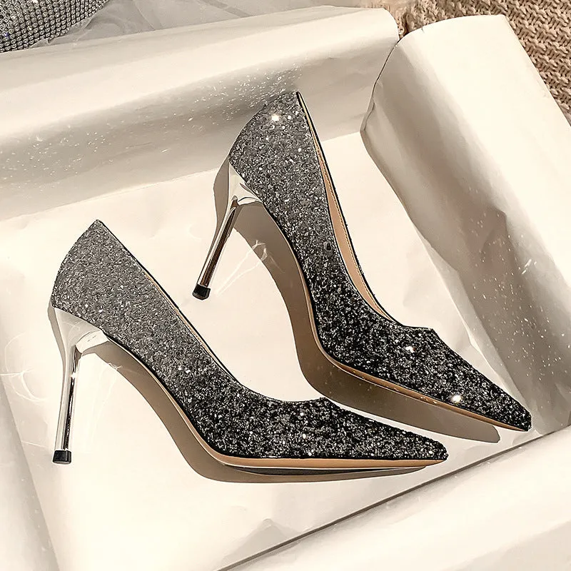 Winter Silver Crystal High Heel Bridesmaid Shoes Heel Height 5CM